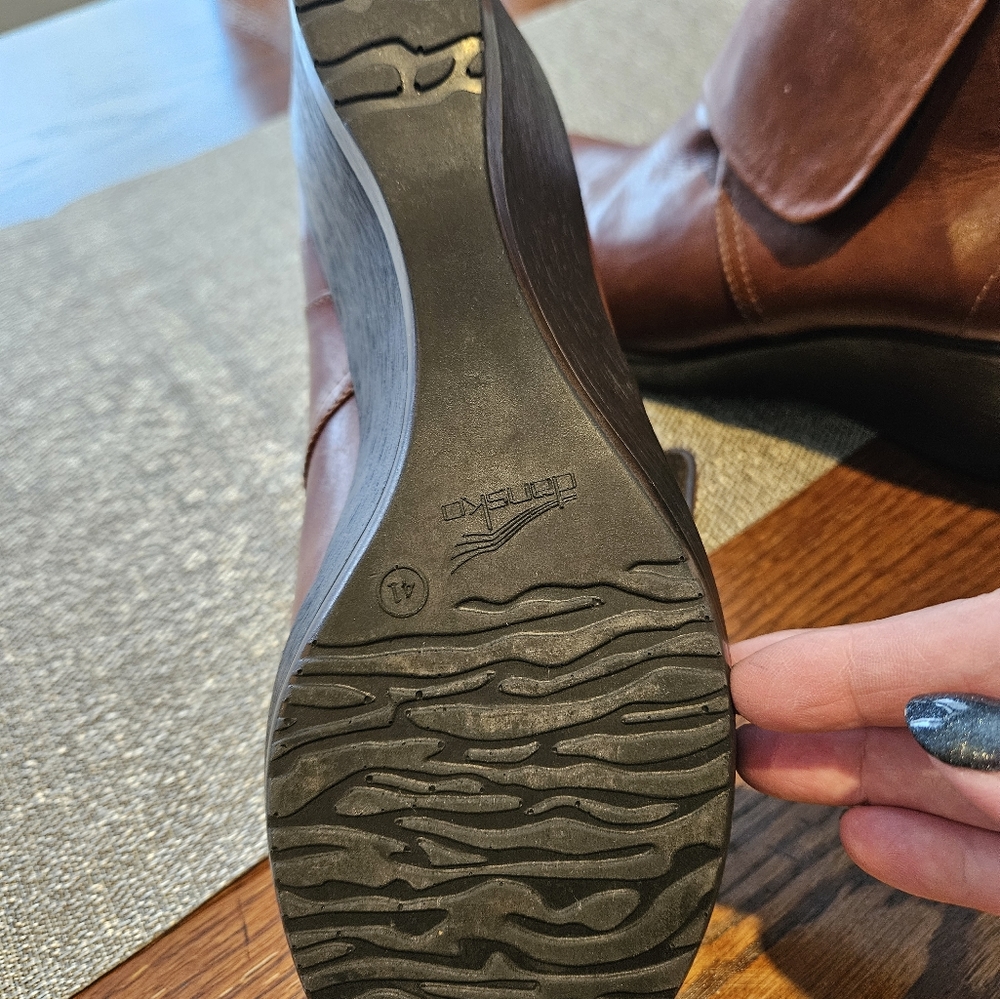 Dansko brown booties with velcro closure